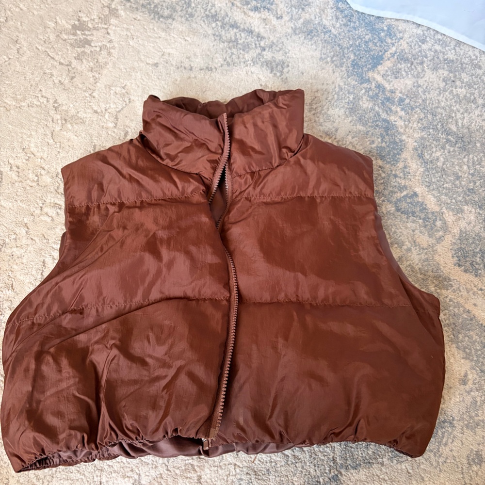 SHEIN Rust Brown Quilted Puffer Vest